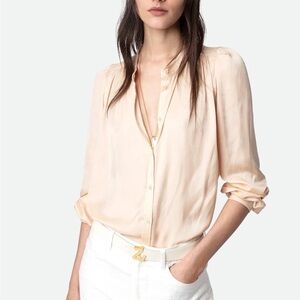 Zadig & Voltaire TChin Satin Blouse, Sorbet, Small, NWT